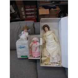 3 Porcelain Collector Dolls