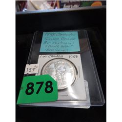 1958 Canadian Silver Death Dollar Coin