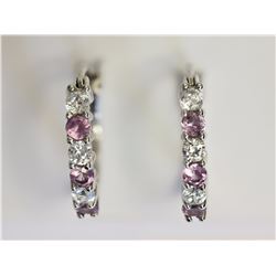 Sterling Silver Simulated Alexandrite & Cubic Zirconia Hoop Earrings Retail $90
