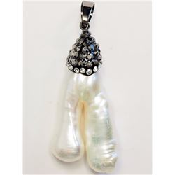 Sterling Silver Freshwater Pearl & Cubic Pendant Retail $80