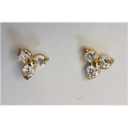 10kt Yellow Gold Cubic Zirconia Flower Shape Earrings Retail $90