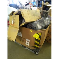 BOX OF MISC AIR MATS AND UMBRELLA