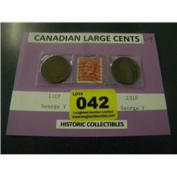 CANADIAN LARGE CENTS & STAMP
