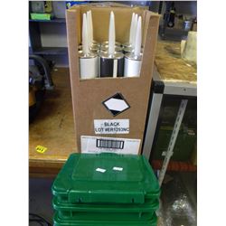 9 1 LITER COMPOST COLLECTORS/3 BOXES OF 9 DRY ROOFING SEALER