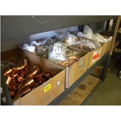 4 BOXES OF COPPER ELBOWS AND ASSORTED COPPER PLUMBING SUPPLIES