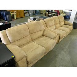 2 PIECE TAN MICROFIBER RECLINING LOVESEAT AND SOFA