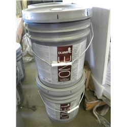 4 5 GALLON PAILS OF LATICA OLYMPIC INTERIOR SEMI GLOSS ENAMEL