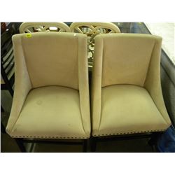 2 MATCHING SUEDE STUDDED OCCASIONAL CHAIRS