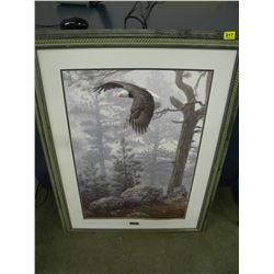 FRAMED DANIEL SMITH EAGLE PRINT (MISSING GLASS)