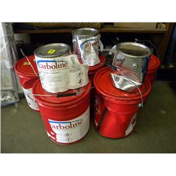 5 5 GALLON PAILS OF CARBOLINE PLUS 3 1 GALLON CANS