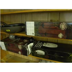 5 ASSORTED FRY PANS/3 SOLAR STICK LIGHTS