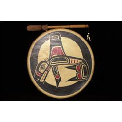 Northwest Coast Painted Deerskin Drum