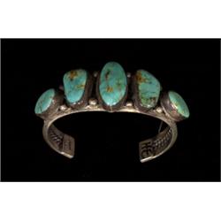 Navajo Silver and Turquoise Row Brace