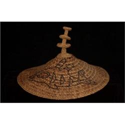 Makah Woven Cedar Hat with Three Potl