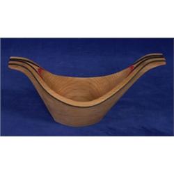Carved Canoe Bowl by L. Wells 11 1/2"