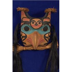 Carved Alder Eagle Human Mask Signed