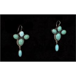 Pair of Navajo Silver and Turquoise E