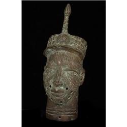 Antique Benin Bronze Bust 10" H. Good