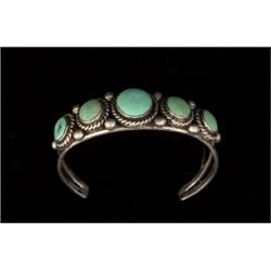 Navajo Silver and Turquoise Row Brace