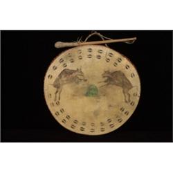Plains Painted Rawhide Hand Drum with