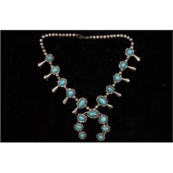 Navajo Silver and Turquoise Squash Bl