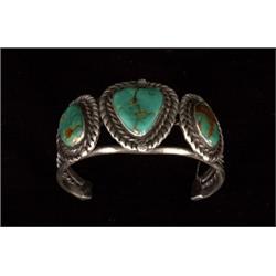 Navajo Silver and Turquoise Row Brace
