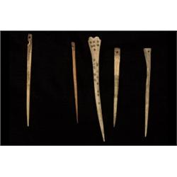 Collection of Five Incised Bone Awls