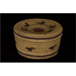Nuu-chah-nulth Lidded Basket with Bir