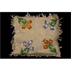 Beaded Doeskin Pillow with Floral Des