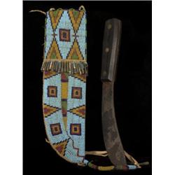 Plains Beaded Knife Sheath Sinew Sewn