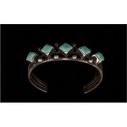 Navajo Silver and Turquoise Row Brace