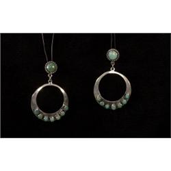 Pair of Navajo Silver and Turquoise E