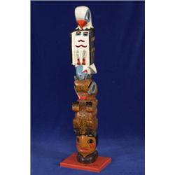 Eagle, Bear Totem Carved and Painted