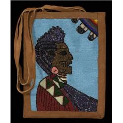 Nez Perce Figural Beaded Bag 9 1/2" H