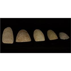 Five Anasazi Stone Adze Heads 5" - 2