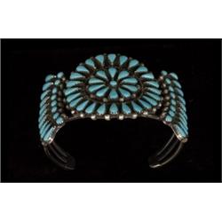 Zuni Silver and Turquoise Cluster Bra