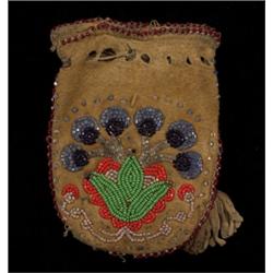 Small Beaded Pouch with Floral Design