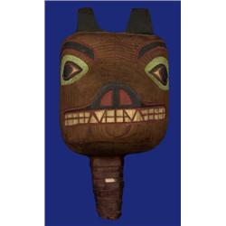 Salish Bear Rattle with Cedar Bark Wr