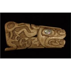 Carved Bone Shaman's Charm with Abalo