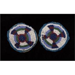 Pair of 19TH C. Sioux Beaded Concho F