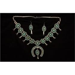 Zuni Silver and Turquoise Cluster Nec