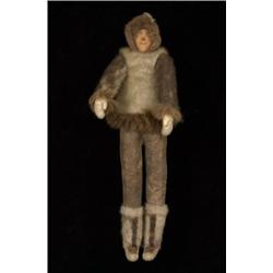 Inuit Wooden Face Seal Skin Doll 18"
