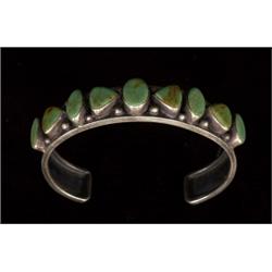 Navajo Silver and Turquoise Row Brace