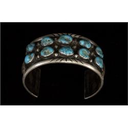 Navajo Silver and Turquoise Row Brace