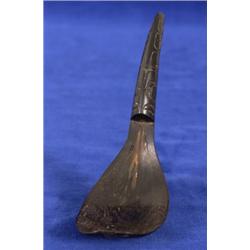 19TH C. Figured Goat Horn Spoon 6 1/2