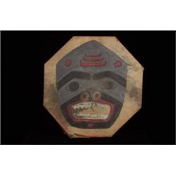 Painted Deerskin Drum Dog Fish Design