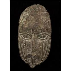 Antique Benin Bronze Mask 11" H. 5 1/