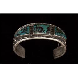 Navajo Silver and Turquoise Row Brace
