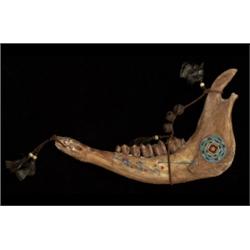 Kiowa Jawbone Rattle with Beaded Meda