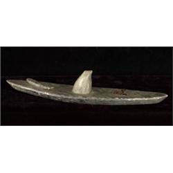 Inuit Soapstone Kayak 11" L. Fair Con